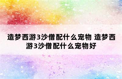 造梦西游3沙僧配什么宠物 造梦西游3沙僧配什么宠物好